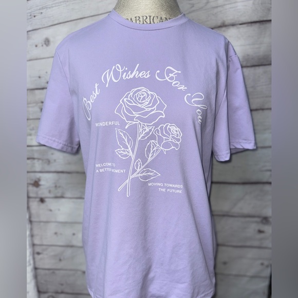 SHEIN Lavender Rose Graphic Tee - Picture 1 of 2